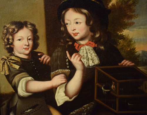 Tableaux et dessins Tableaux XVIIe siècle - Portrait de deux enfants - Atelier de Pierre Mignard (1612 - 1695)